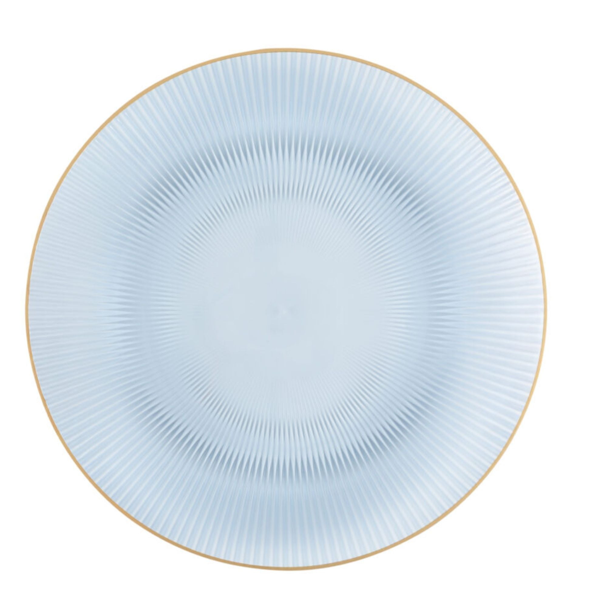 9"&7" Blue Transparent with Gold Rim Plastic Plates Combo Set: Glass Design