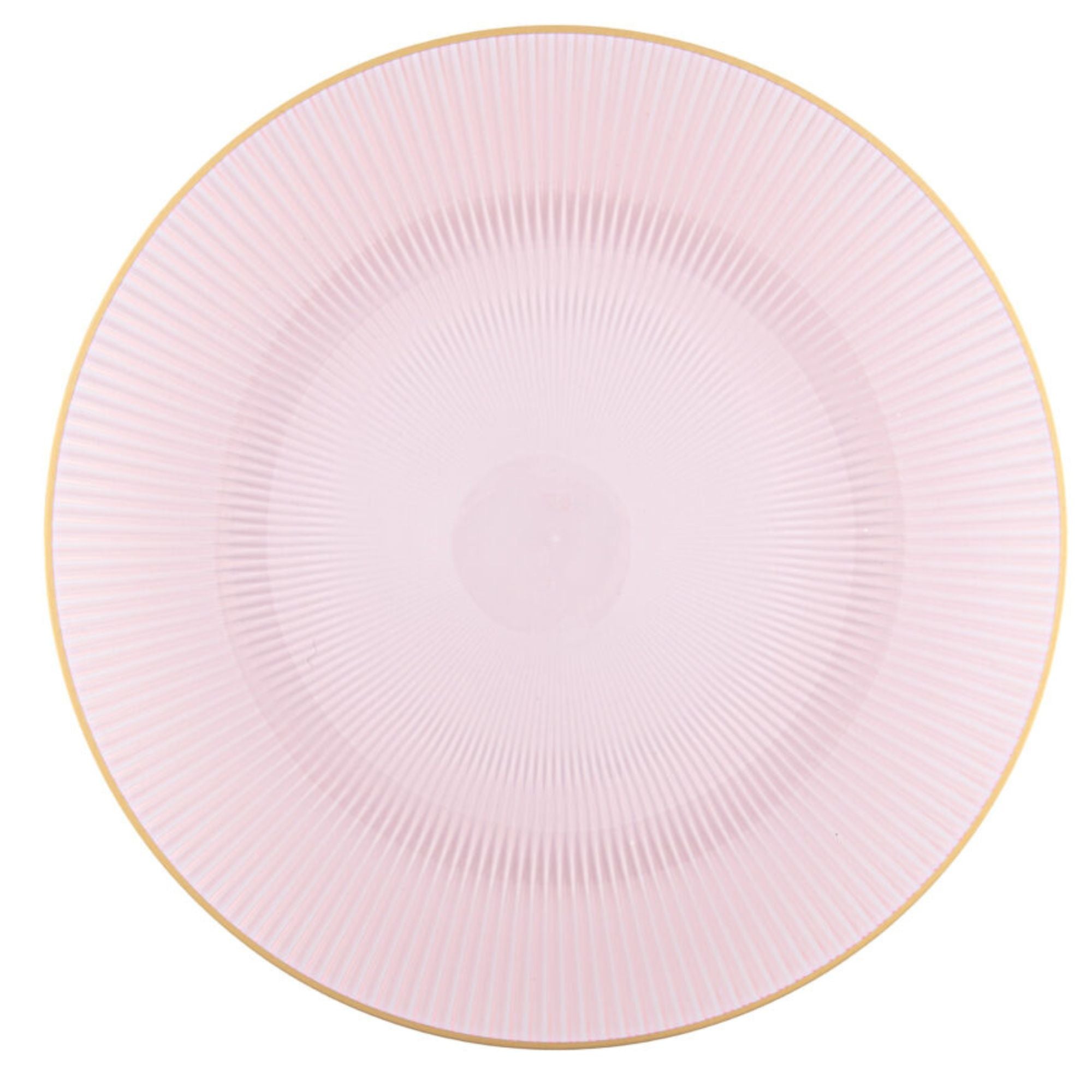 9"&7" Pink Transparent with Gold Rim Plastic Plates Combo Set: Glass Design