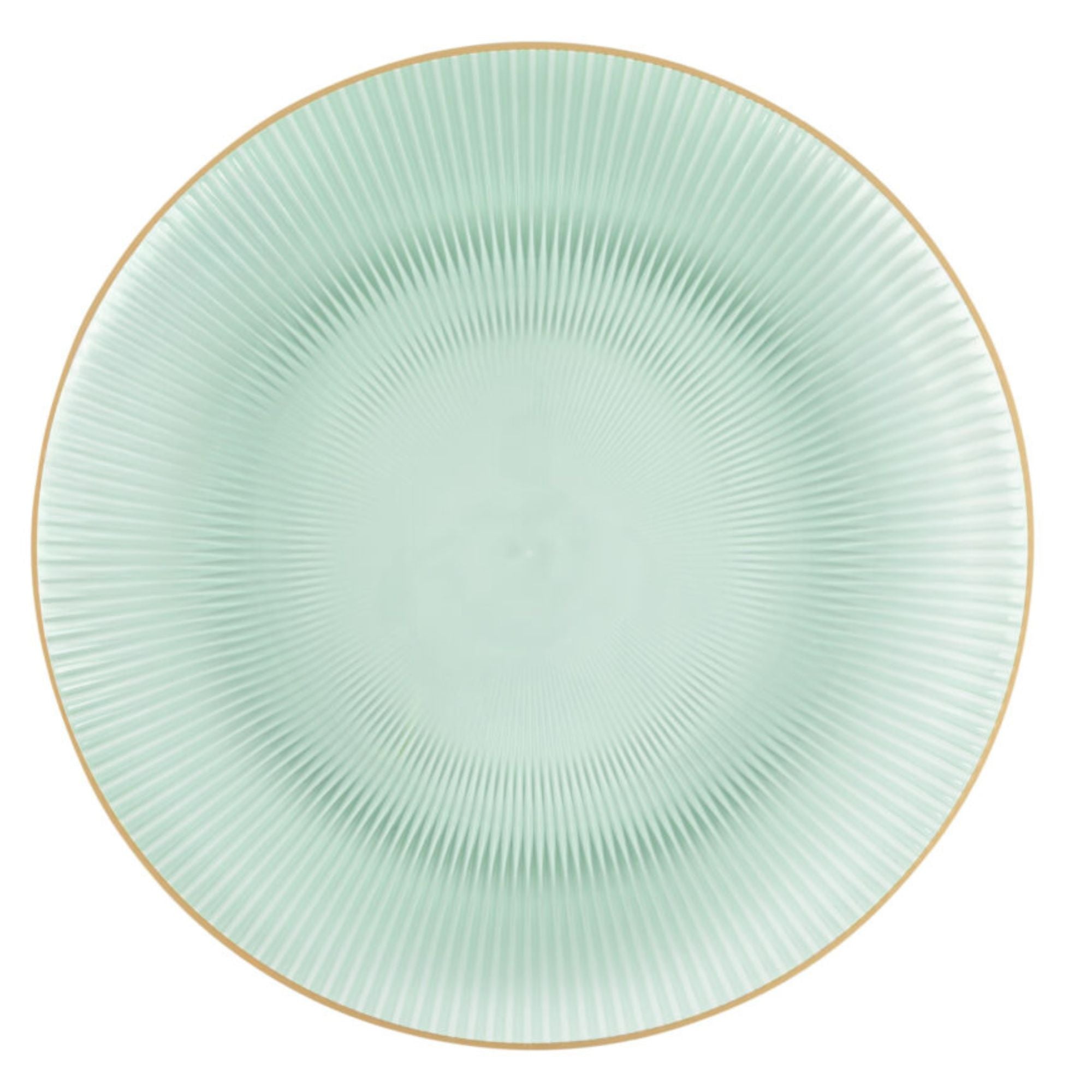 9"&7" Green Transparent with Gold Rim Plastic Plates Combo Set: Glass Design