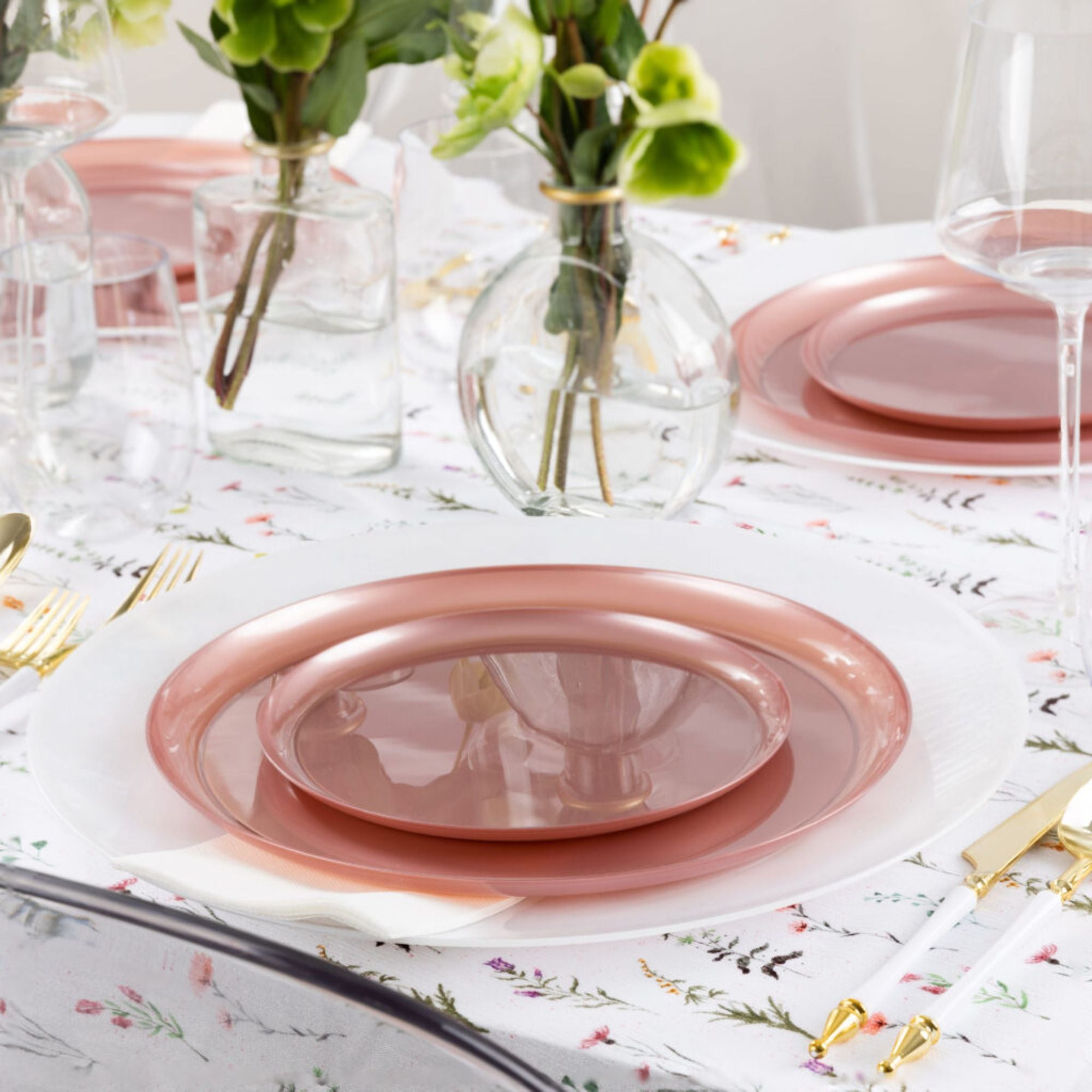 6.3"&8.6" Pink Pearl Plastic Plates COMBO Set-Edge