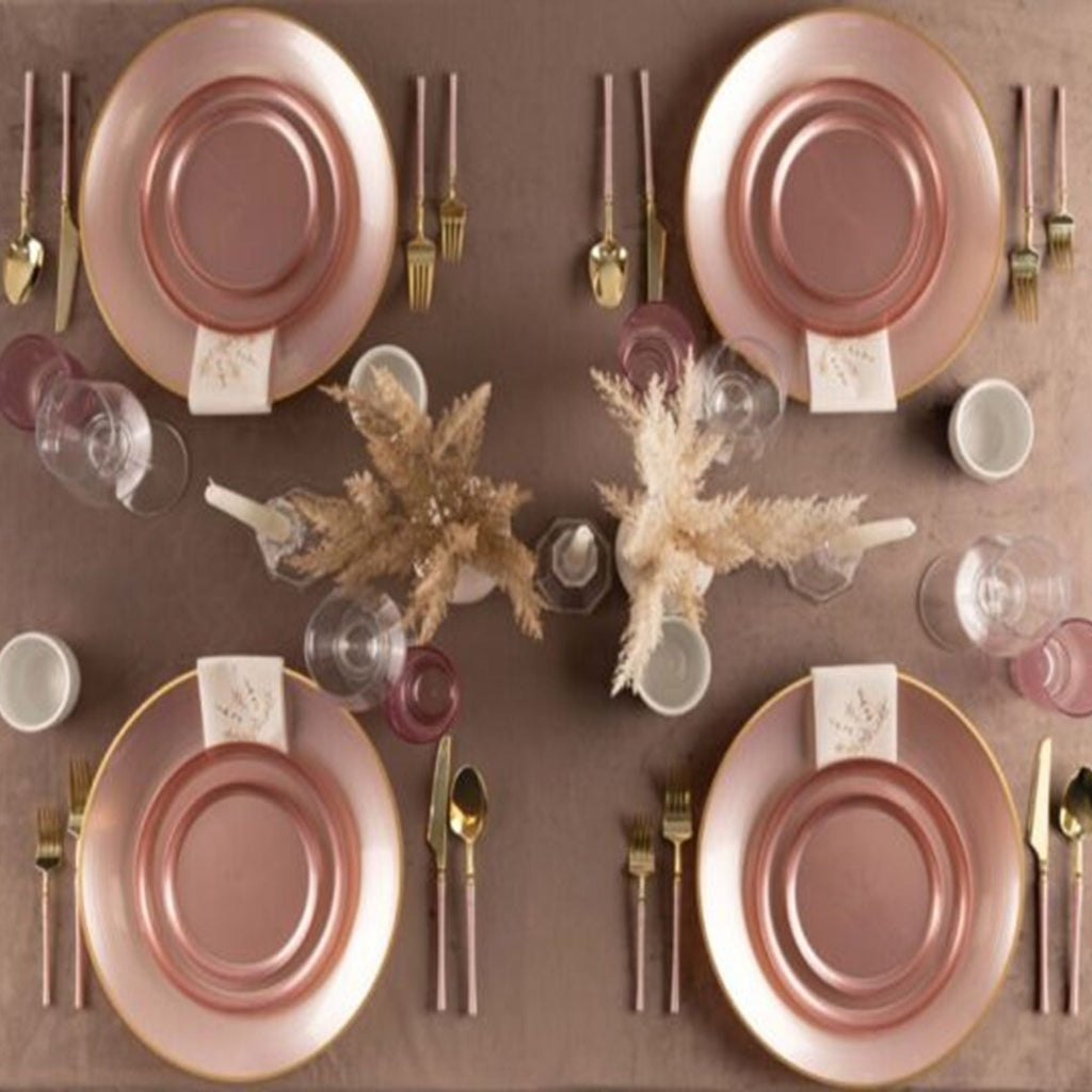 6.3"&8.6" Pink Pearl Plastic Plates COMBO Set-Edge