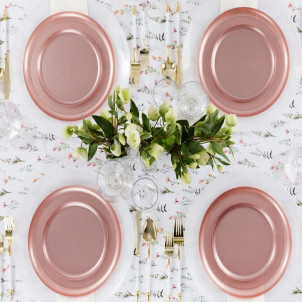 6.3"&8.6" Pink Pearl Plastic Plates COMBO Set-Edge