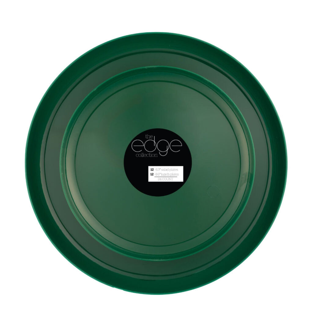 6.3"&8.6" Green Plastic Plates COMBO Set-Edge
