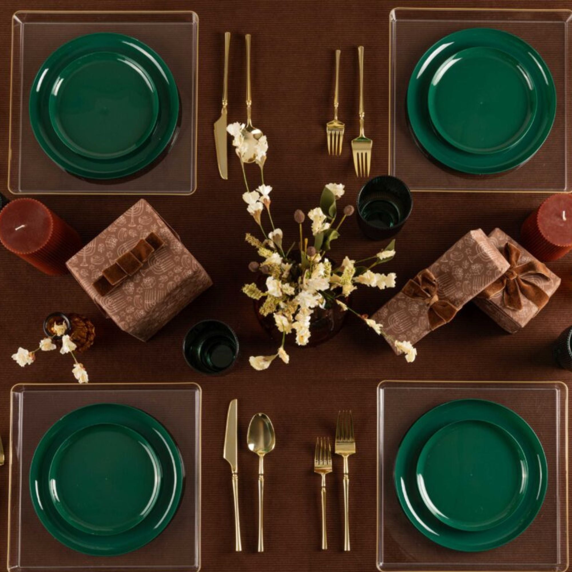 6.3"&8.6" Green Plastic Plates COMBO Set-Edge