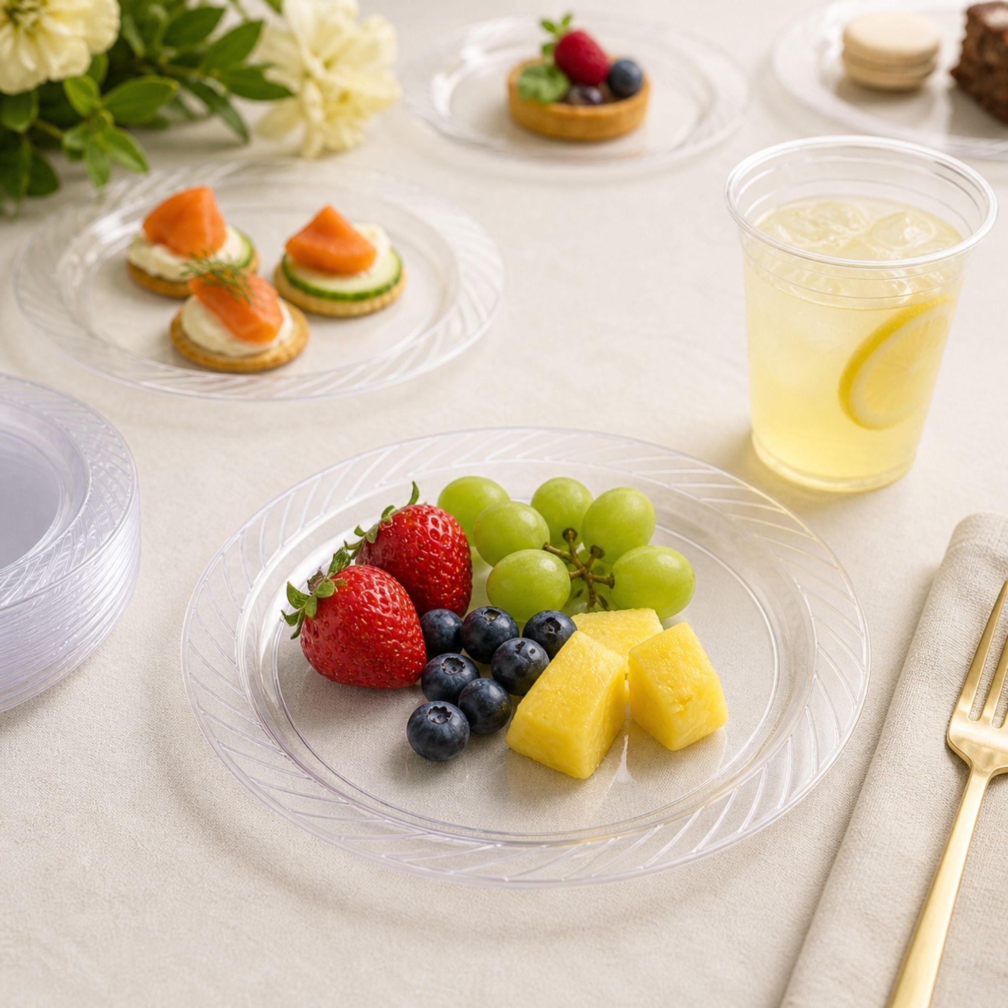 *JUMBO PACK*6" Plates frosty Clear Lightweight Plastic Disposable