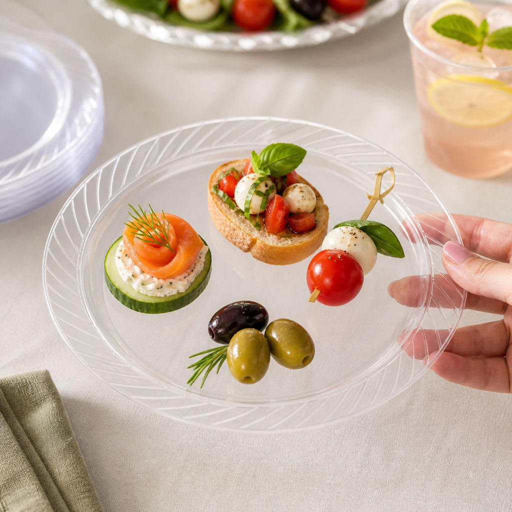 *JUMBO PACK* 7" Plates frosty Clear Lightweight Plastic Disposable