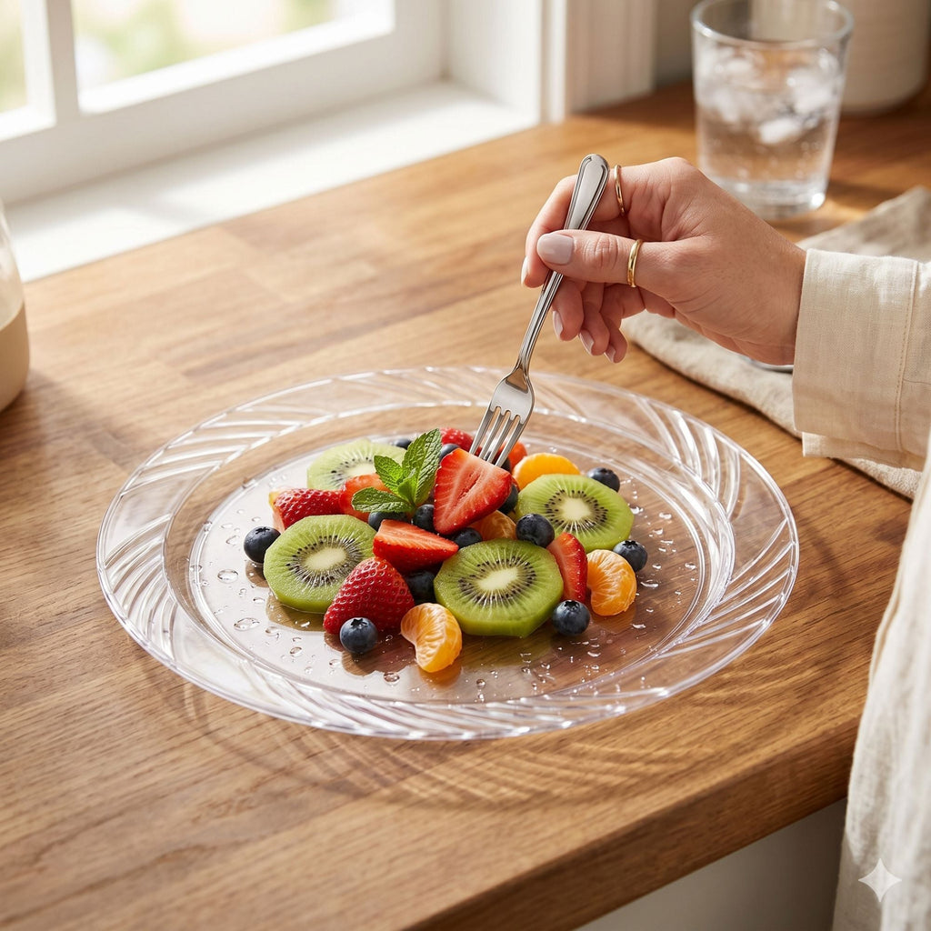 *JUMBO PACK* 10" Plates frosty Clear Lightweight Plastic Disposable