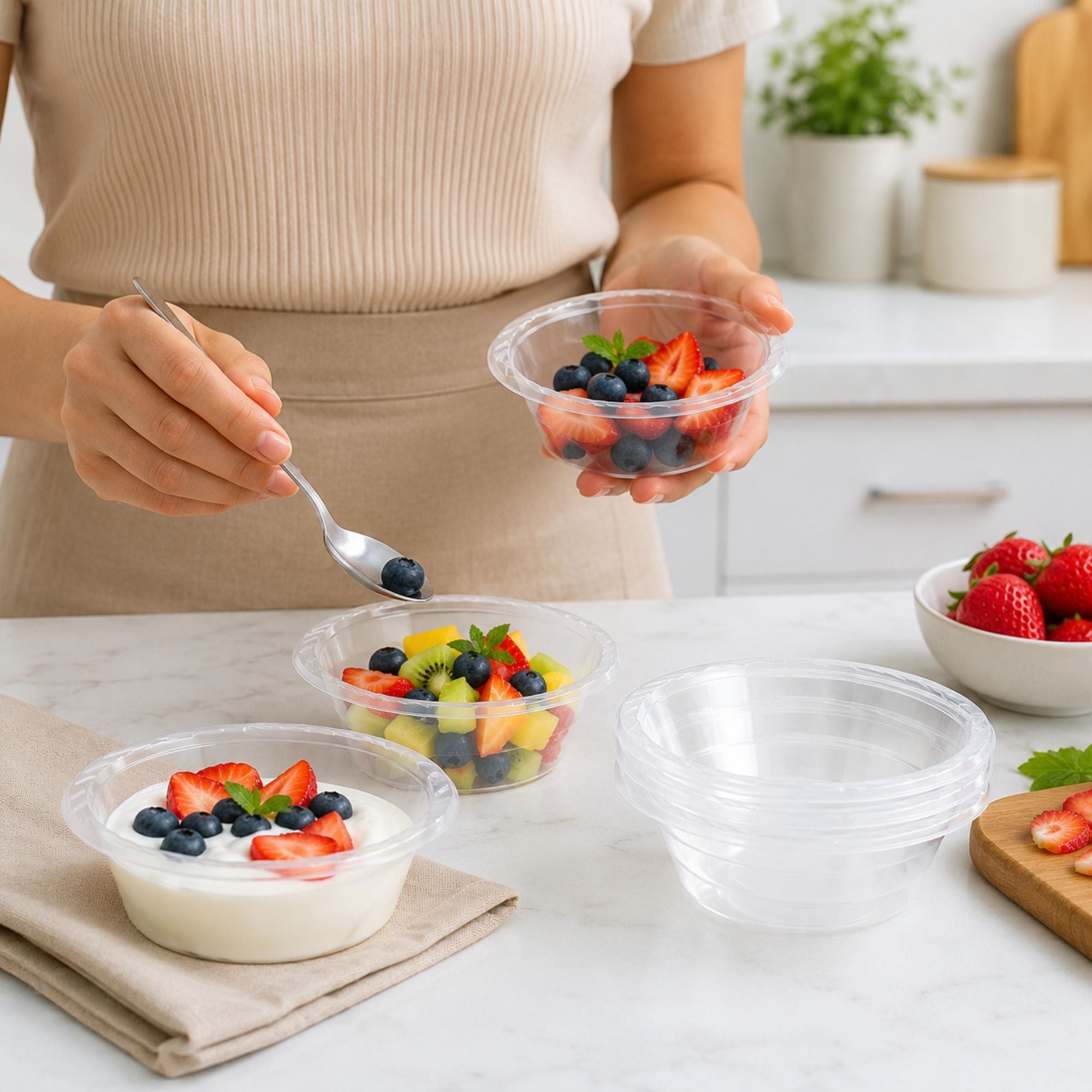 5oz Dessert Bowls Clear lightweight Plastic