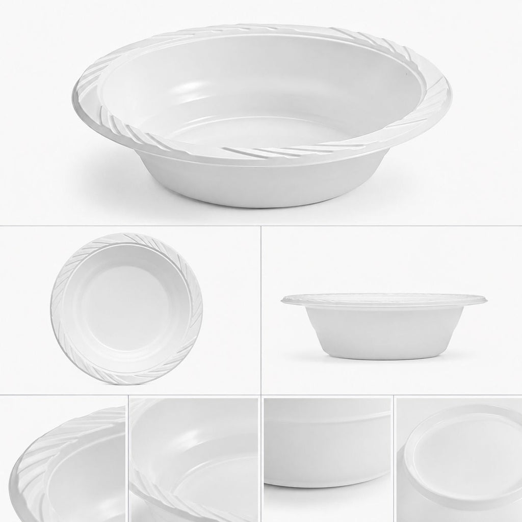 *WHOLESALE* 18oz White Dessert Bowls Lightweight Plastic 800/case