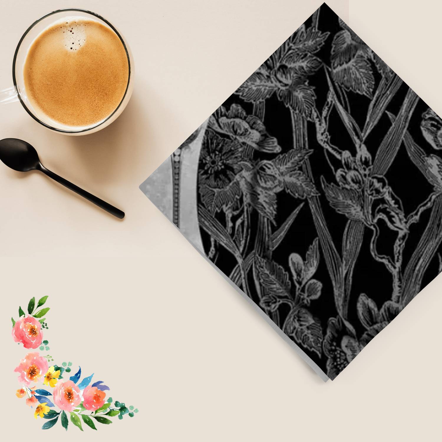 Black Dinner Setting Lunch Napkins 20 Pack