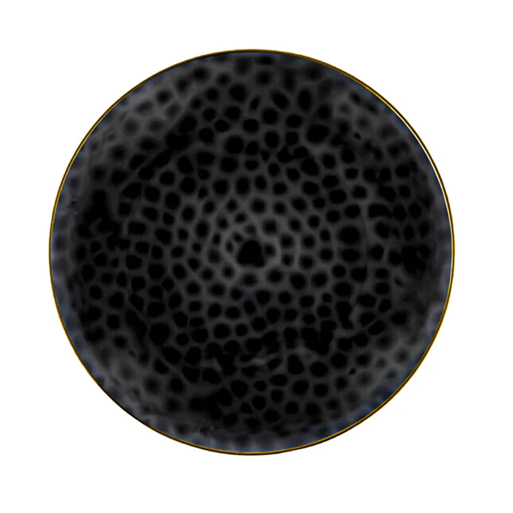 7" Black & Gold Rim Organic Dessert Plates
