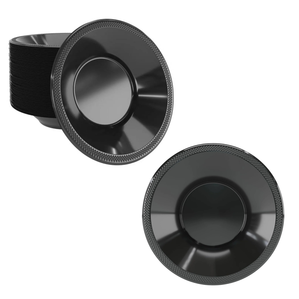 BLACK Complete Plastic Disposable Dining Solution for Your Event:Budget Party Set