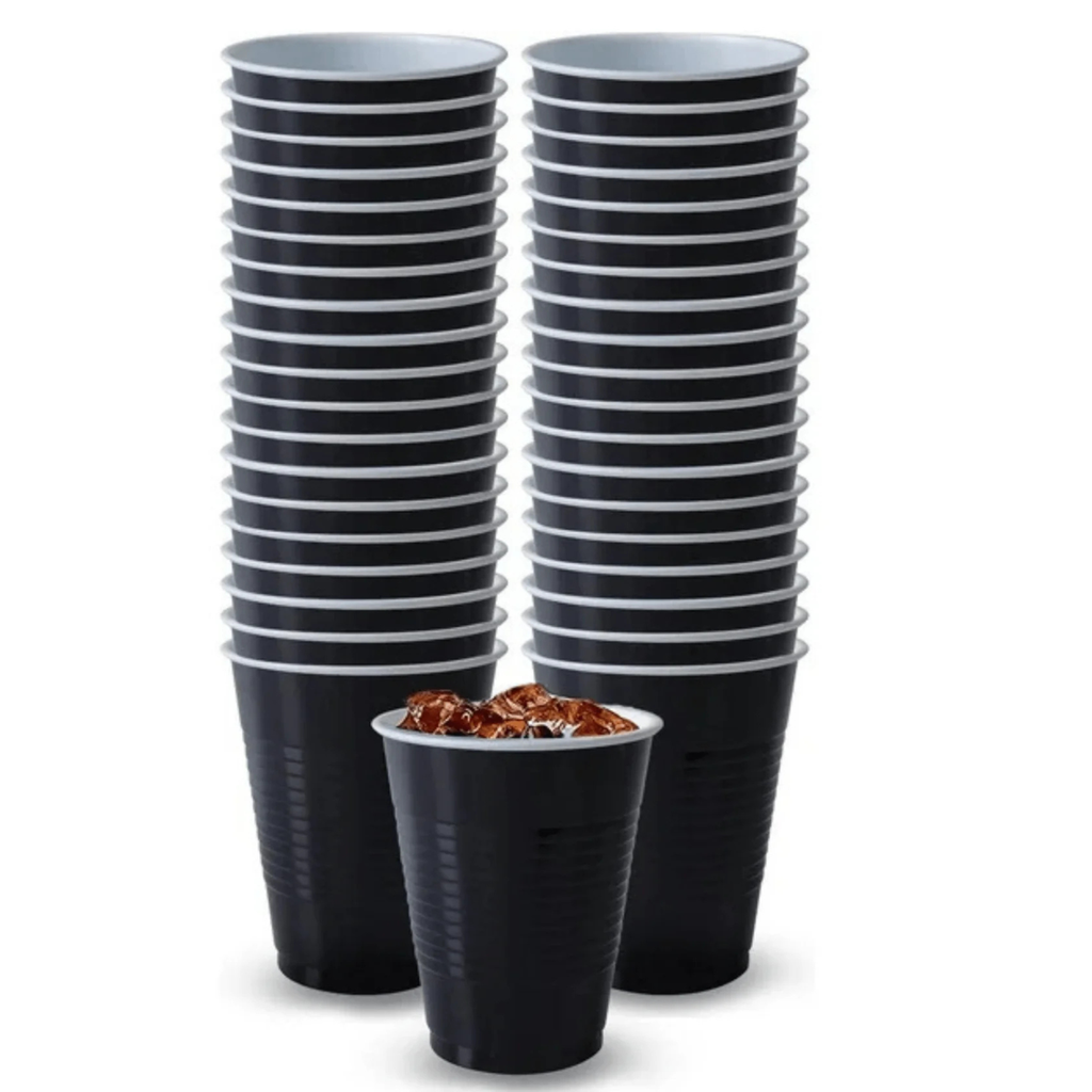 BLACK Complete Plastic Disposable Dining Solution for Your Event:Budget Party Set