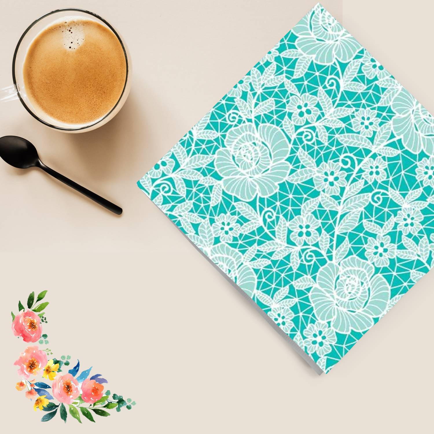 Blue Beauty Lunch Paper Napkins 20 Pack