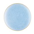 Organic Hammered 7" Blue with Gold Rim  Plastic Disposable Dessert Plate