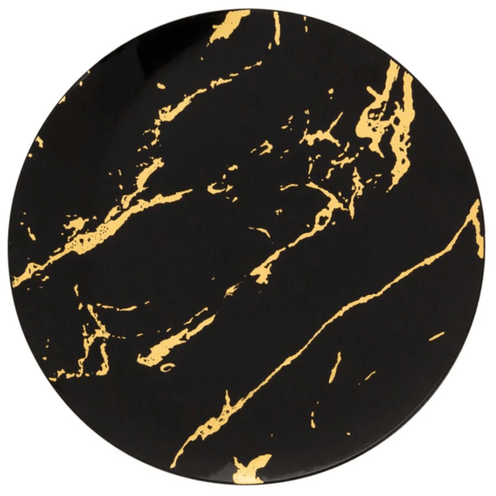 Gold Stroke 10″  Black Dinner Plates Plastic 10 Pack