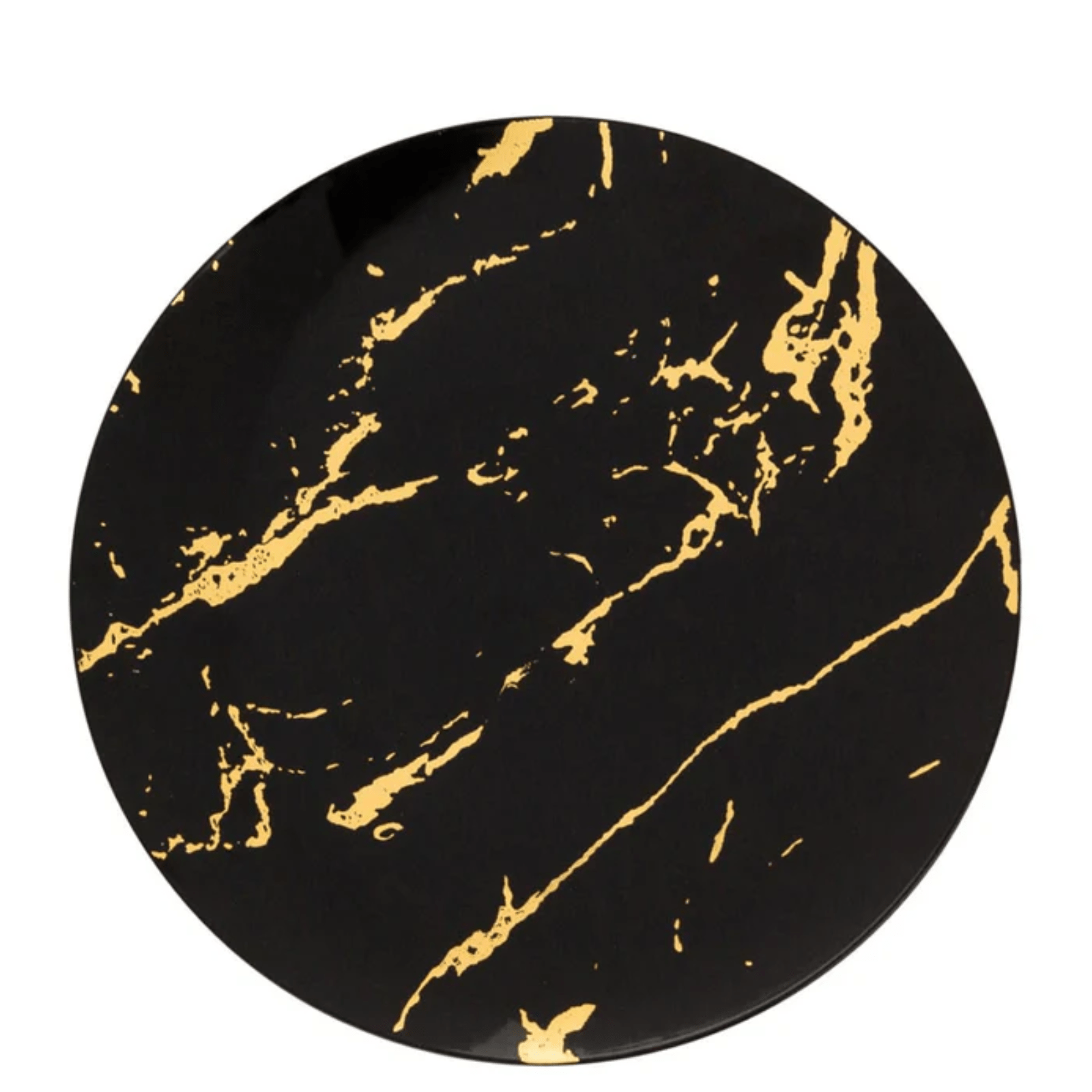 Gold Stroke 9" Black Meal Plate Plastic 10 Pack
