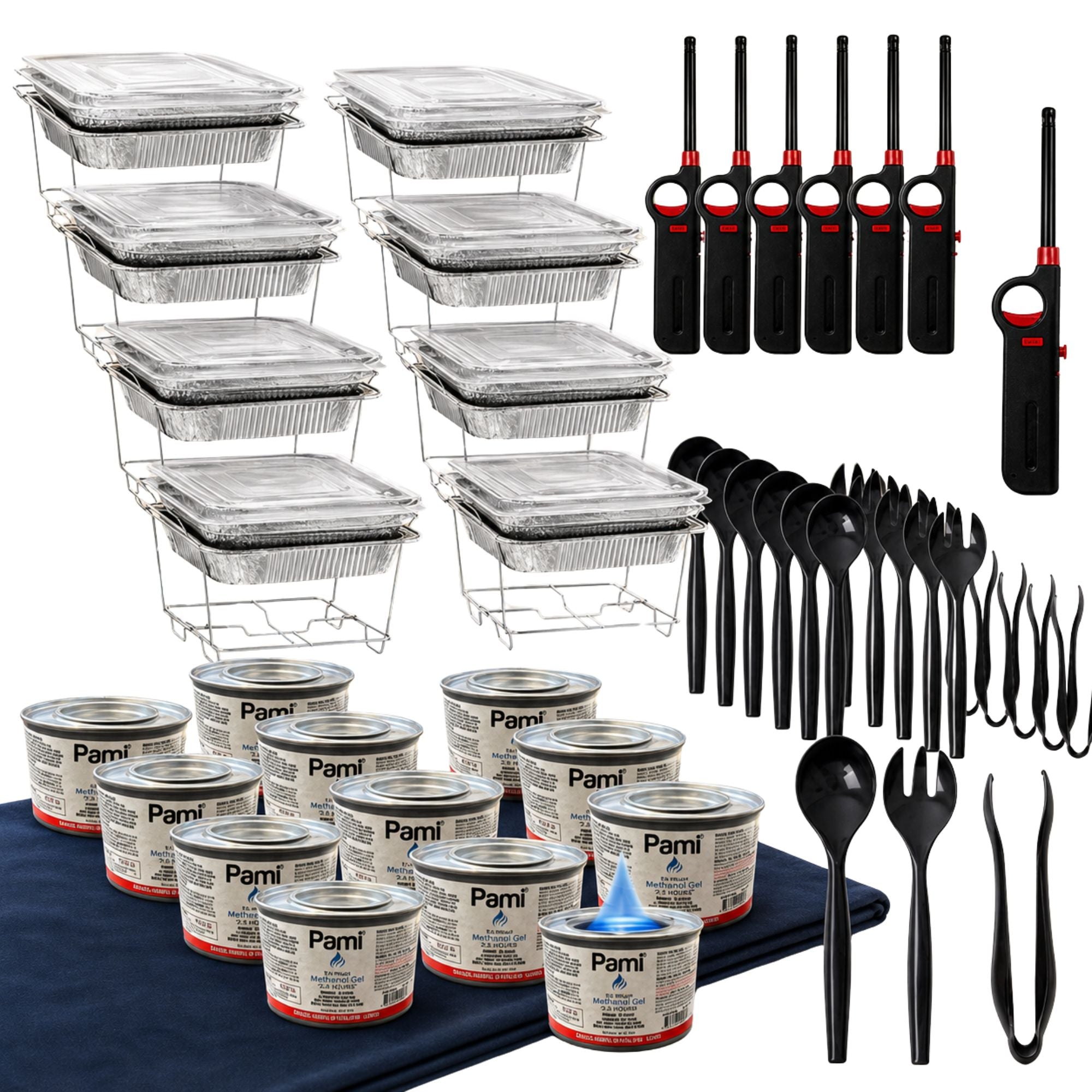 84-Piece Chafing/Buffet Serving Kit Aluminum Disposable Half Size Set