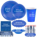 BLUE Complete Plastic Disposable Dining Solution for Your Event: Budget Party Set Disposable Tableware Hanna K Signature 50 Guest Servings