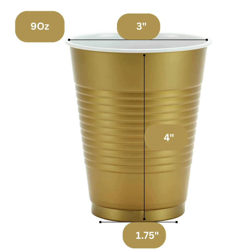 GOLD Complete Plastic Disposable Dining Solution for Your Event: Budget Party Set