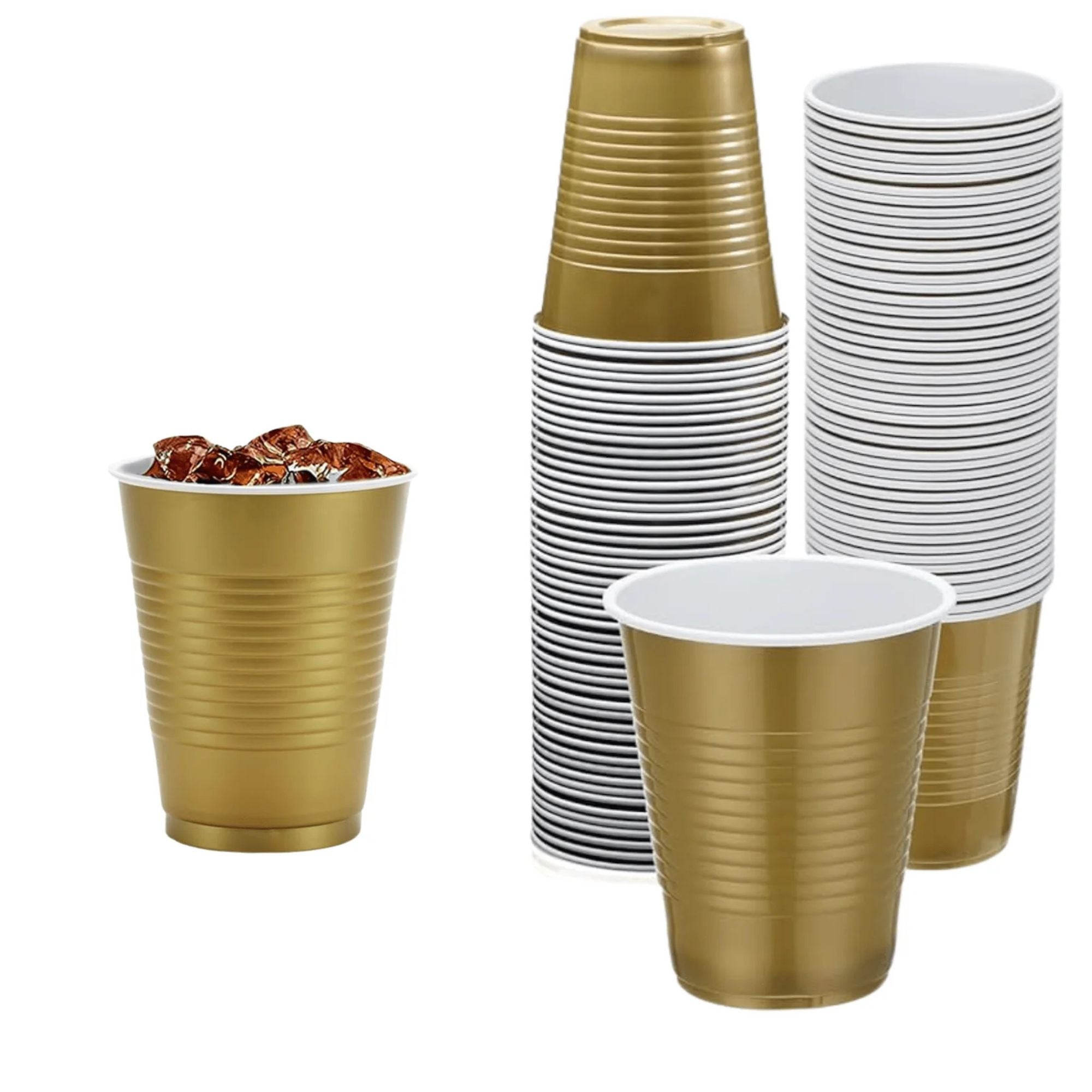 GOLD Complete Plastic Disposable Dining Solution for Your Event: Budget Party Set