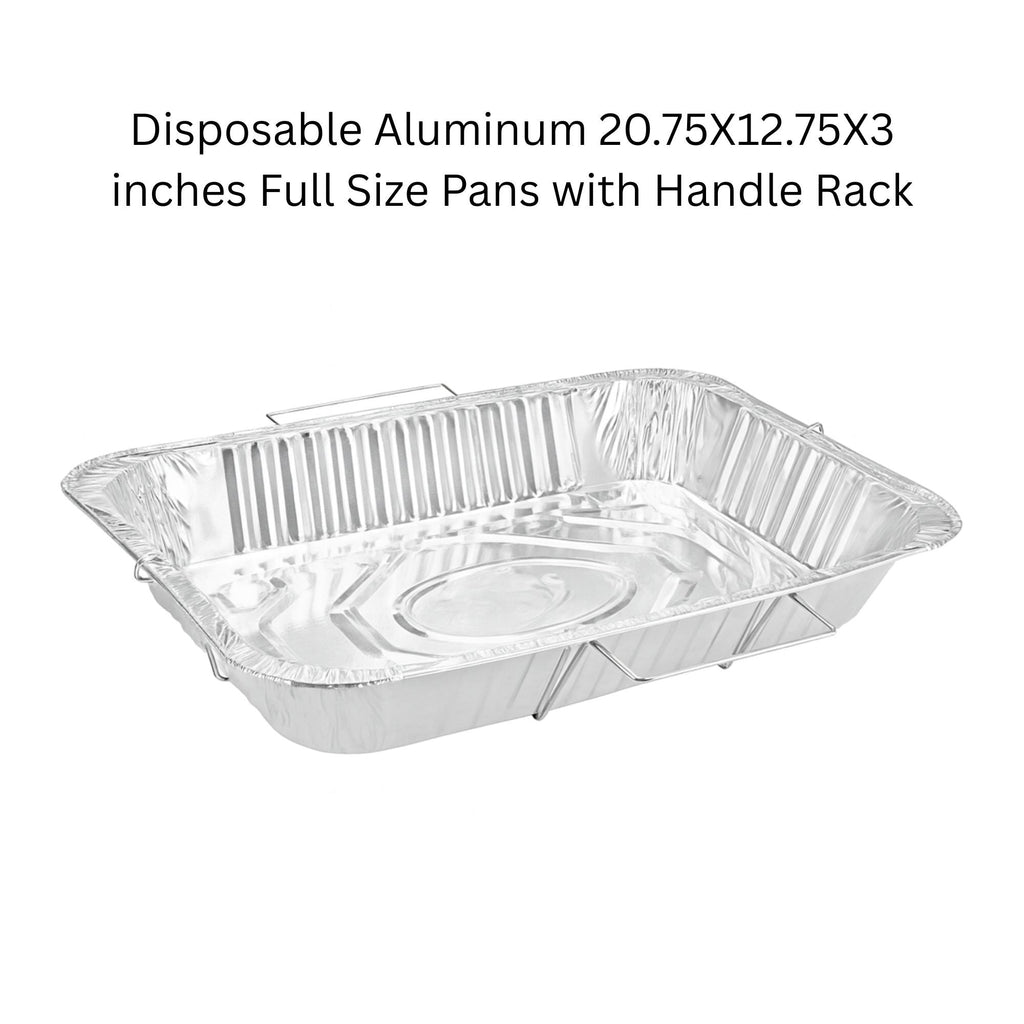 Combo Handle Rack Disposable Aluminum Foil for Turkey Roaster, Full Size, Half Size pan