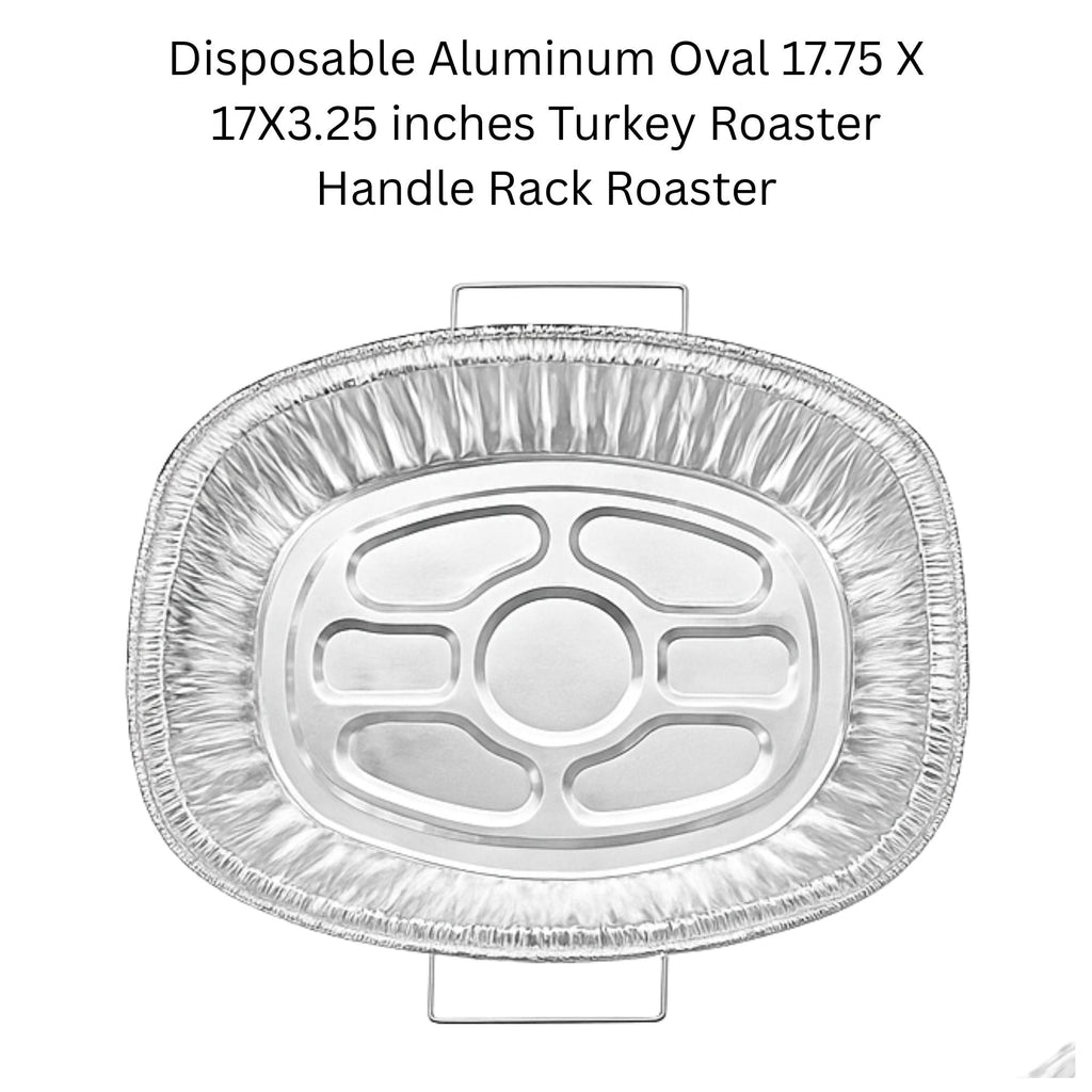 Combo Handle Rack Disposable Aluminum Foil for Turkey Roaster, Full Size, Half Size pan