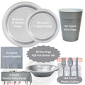 Silver Complete Disposable Dining Set | Budget Party Combo Disposable Tableware Hanna K Signature 50 Guest Servings
