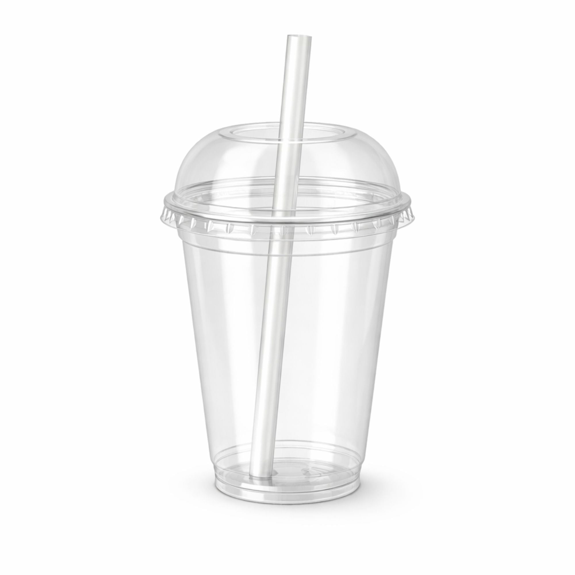 16oz Clear PET Cups with 2" Wide Hole Dome Lid & Straw Plastic Disposable