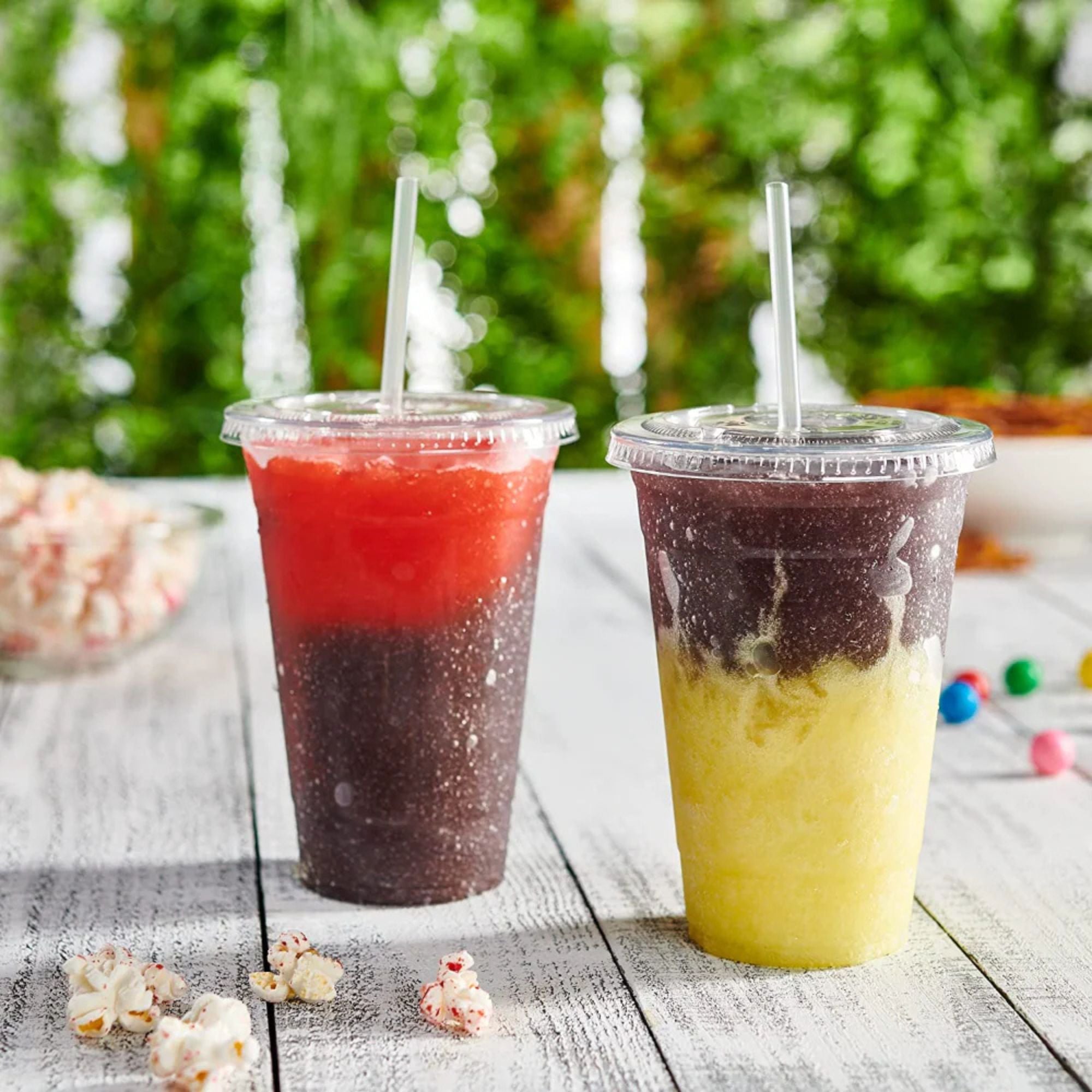 20oz Plastic Clear PET Cups With Flat Lid & Straw, for All Kinds of Beverages