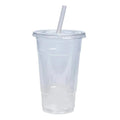 20oz Plastic Clear PET Cups With Flat Lid & Straw, for All Kinds of Beverages