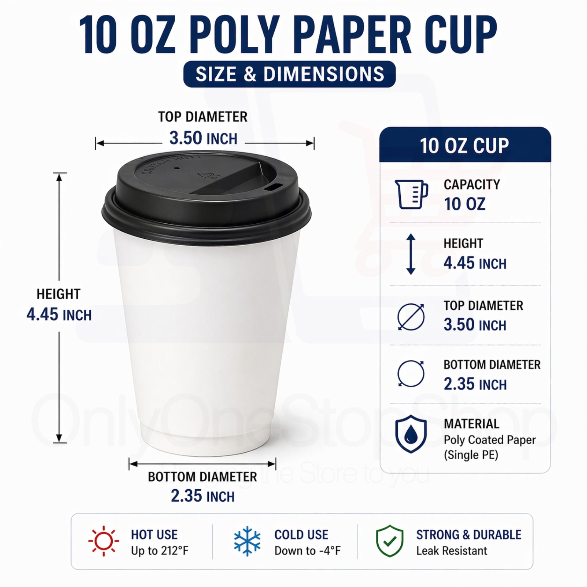 *Buy Bulk* 10oz Disposable Poly Paper Cups with Black Dome Lids