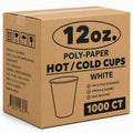 *WHOLESALE* 12 oz White Poly Paper Cups Hot and Cold Disposable Leak Resistant Cups 1000 Count Case