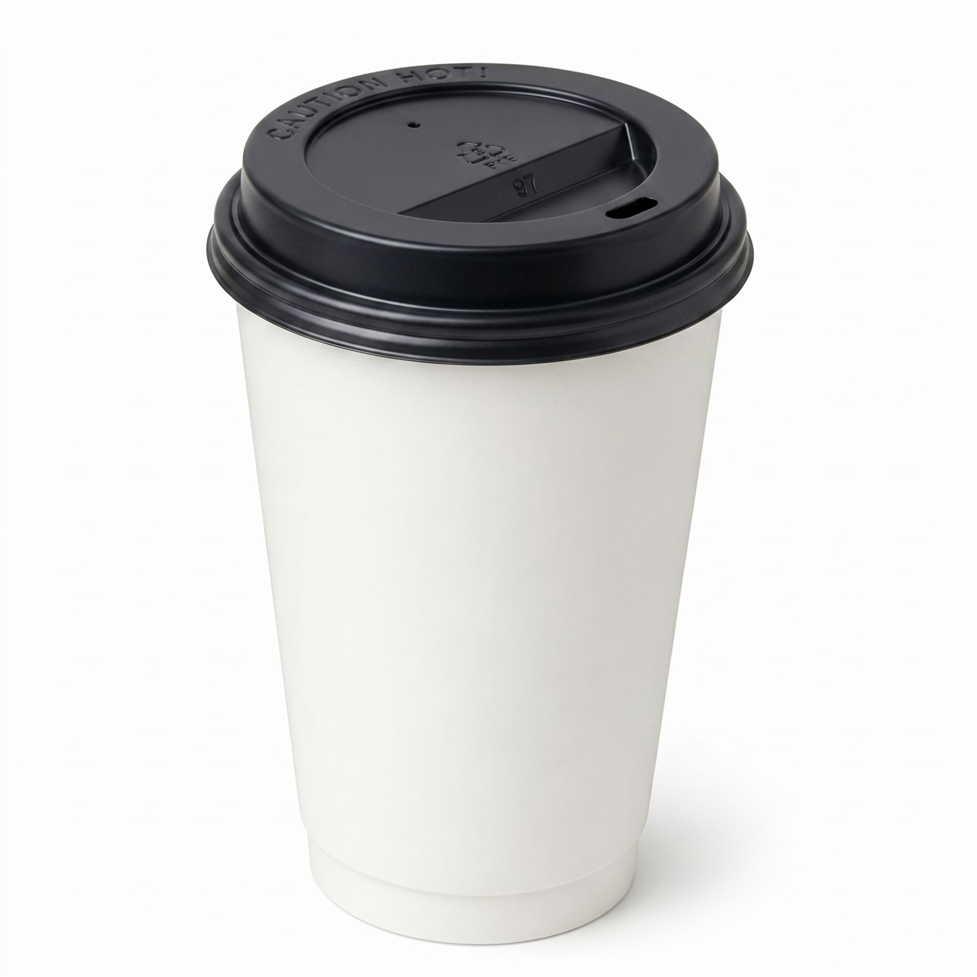 *Buy Bulk* 16oz Disposable Poly Paper Cups with Black Dome Lids