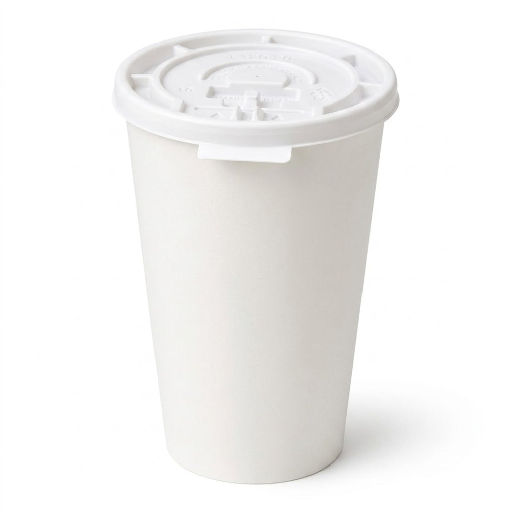 *Buy Bulk* 16oz Poly Disposable Paper Cup with White Lids Hot & Cold Paper Cups VeZee Pack of 100
