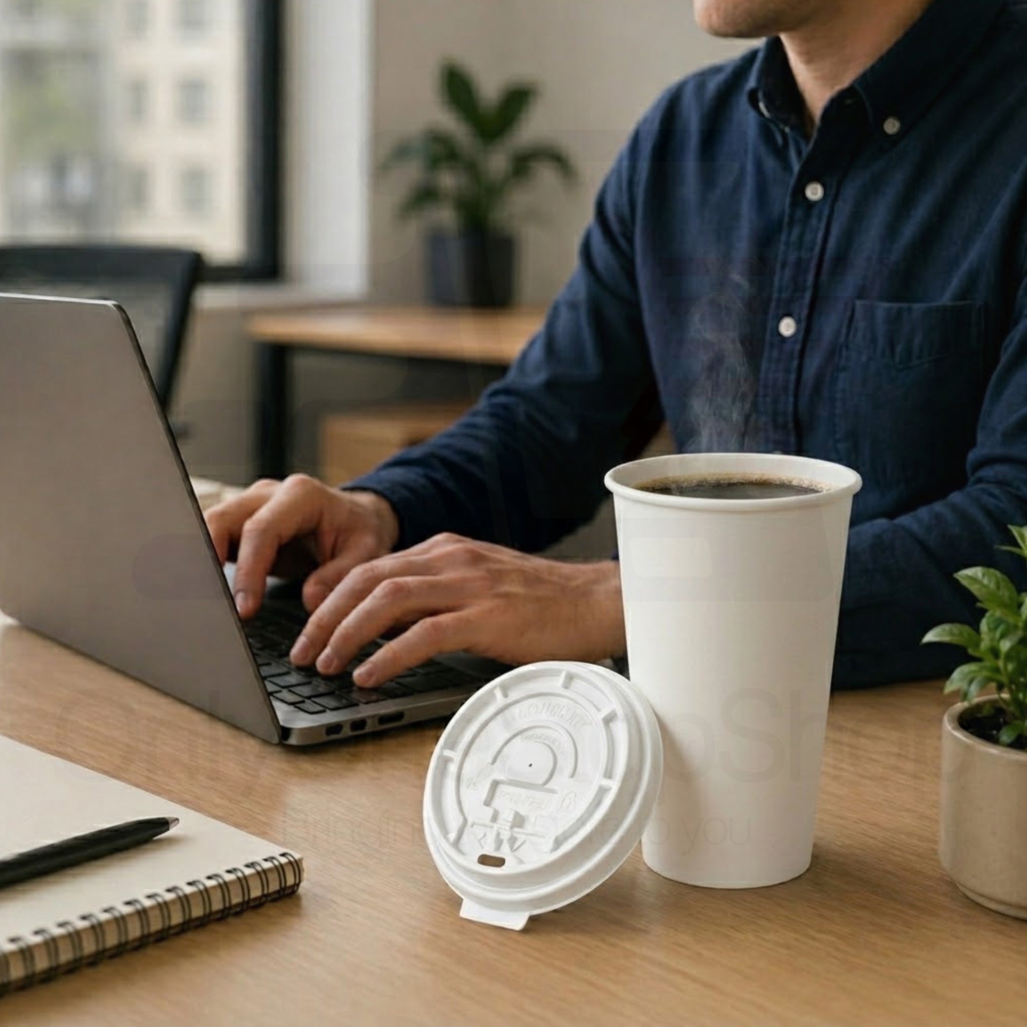 *Buy Bulk* 16oz Poly Disposable Paper Cup with White Lids