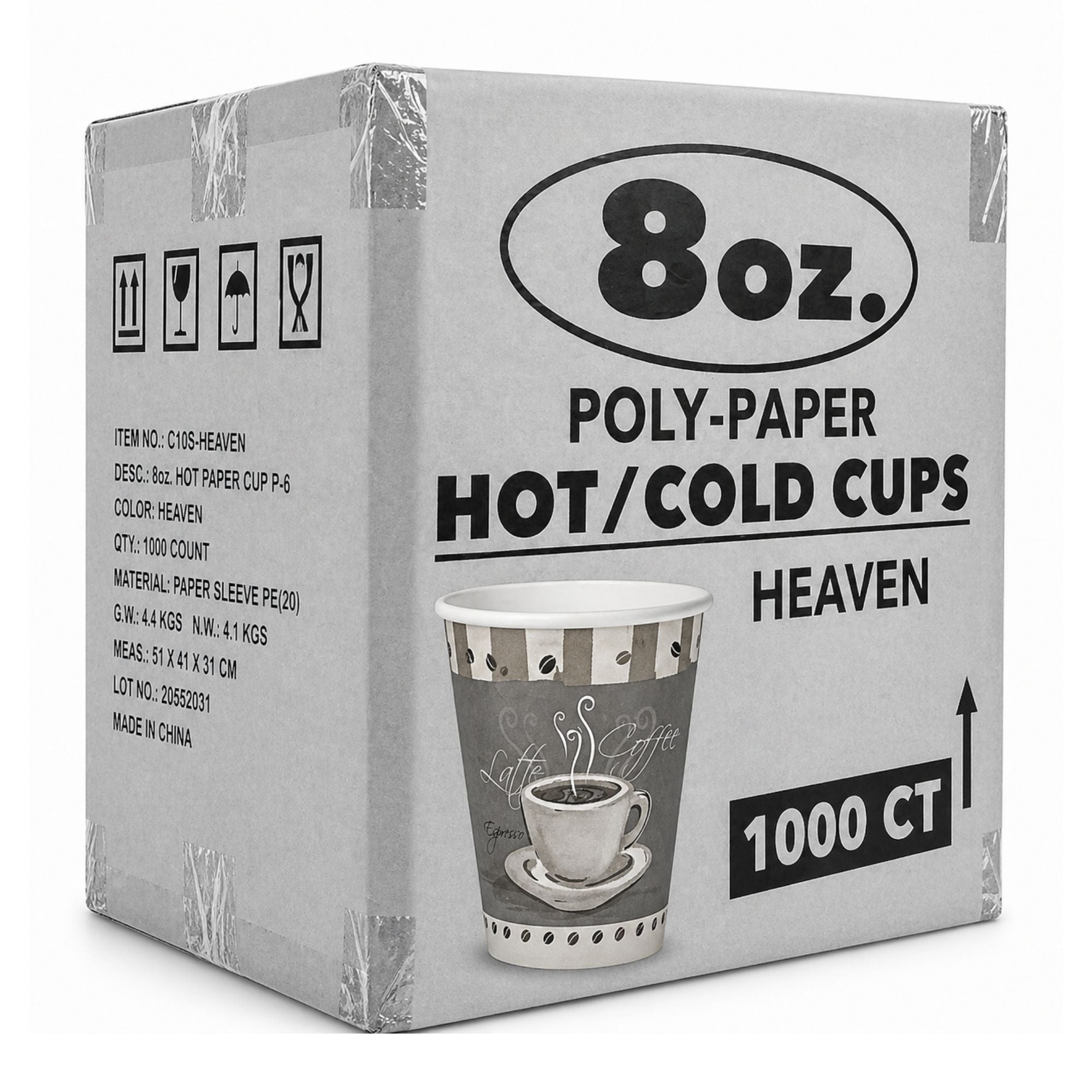 *WHOLESALE* 8 oz Heaven White Poly Paper Cups Hot and Cold Disposable Leak Resistant Cups 1000/ Case