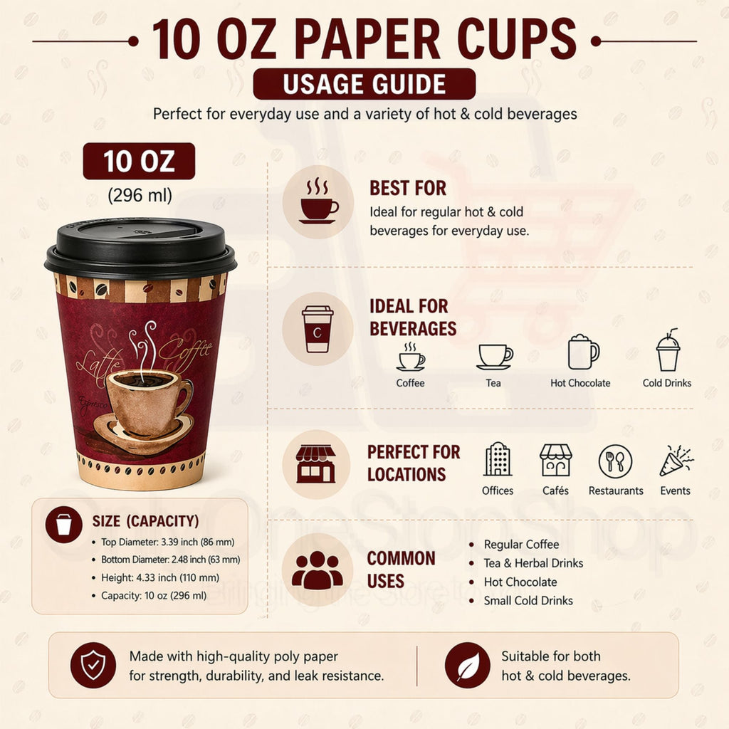*Buy Bulk* 10oz Disposable Heaven Poly Paper Cups with Black Dome Lids