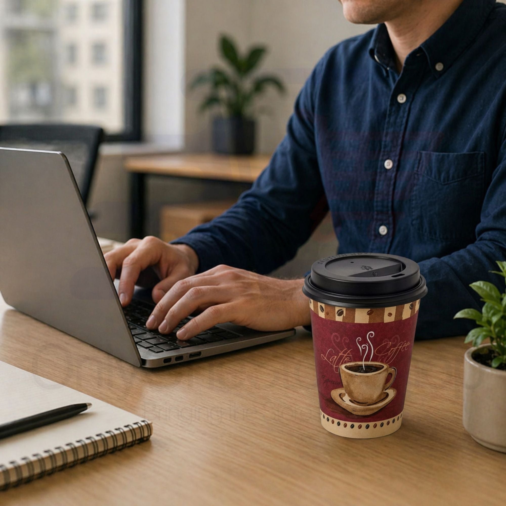 *Buy Bulk* 10oz Disposable Heaven Poly Paper Cups with Black Dome Lids