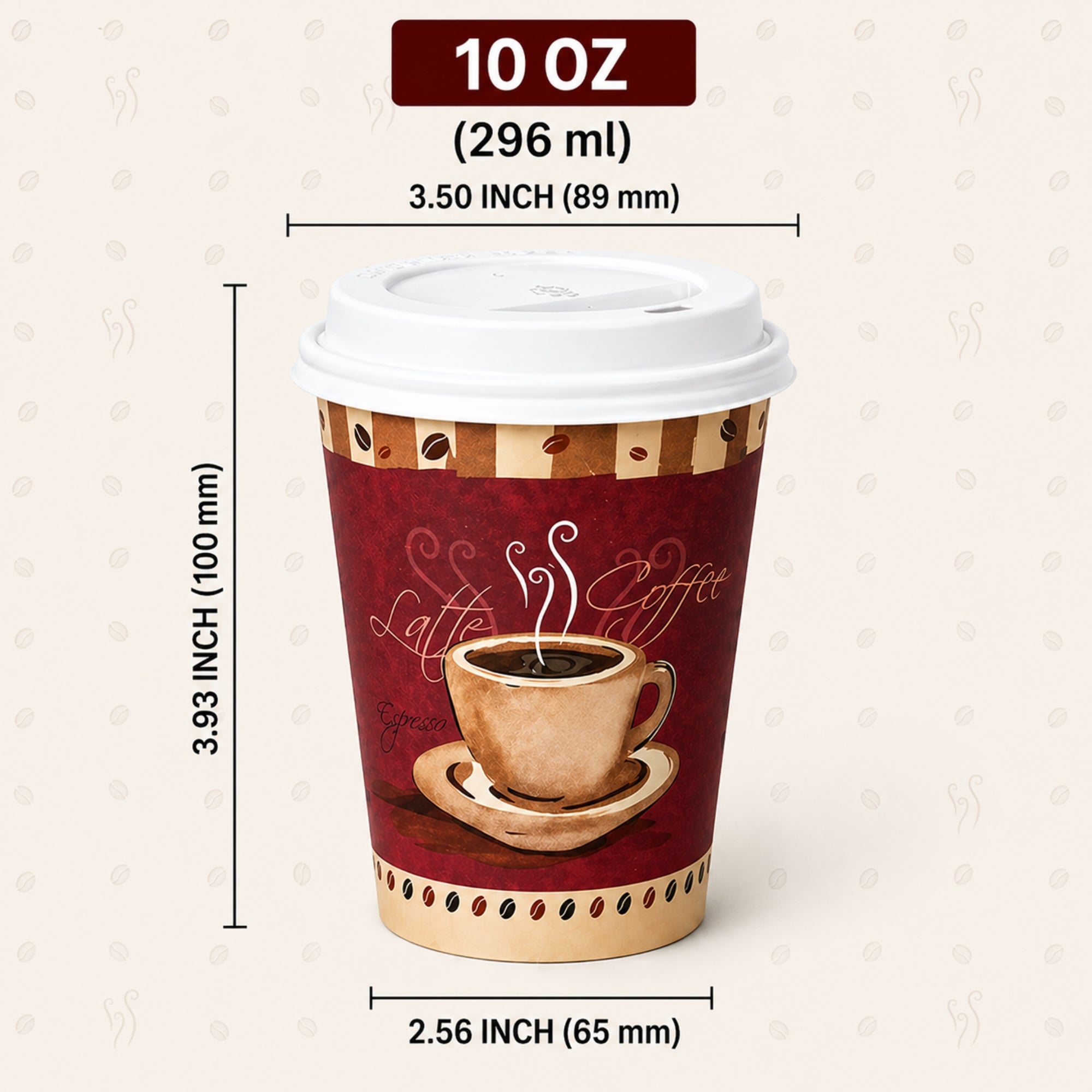 *Buy Bulk* 10oz Disposable Heaven Poly Paper Cups with White Dome Lids