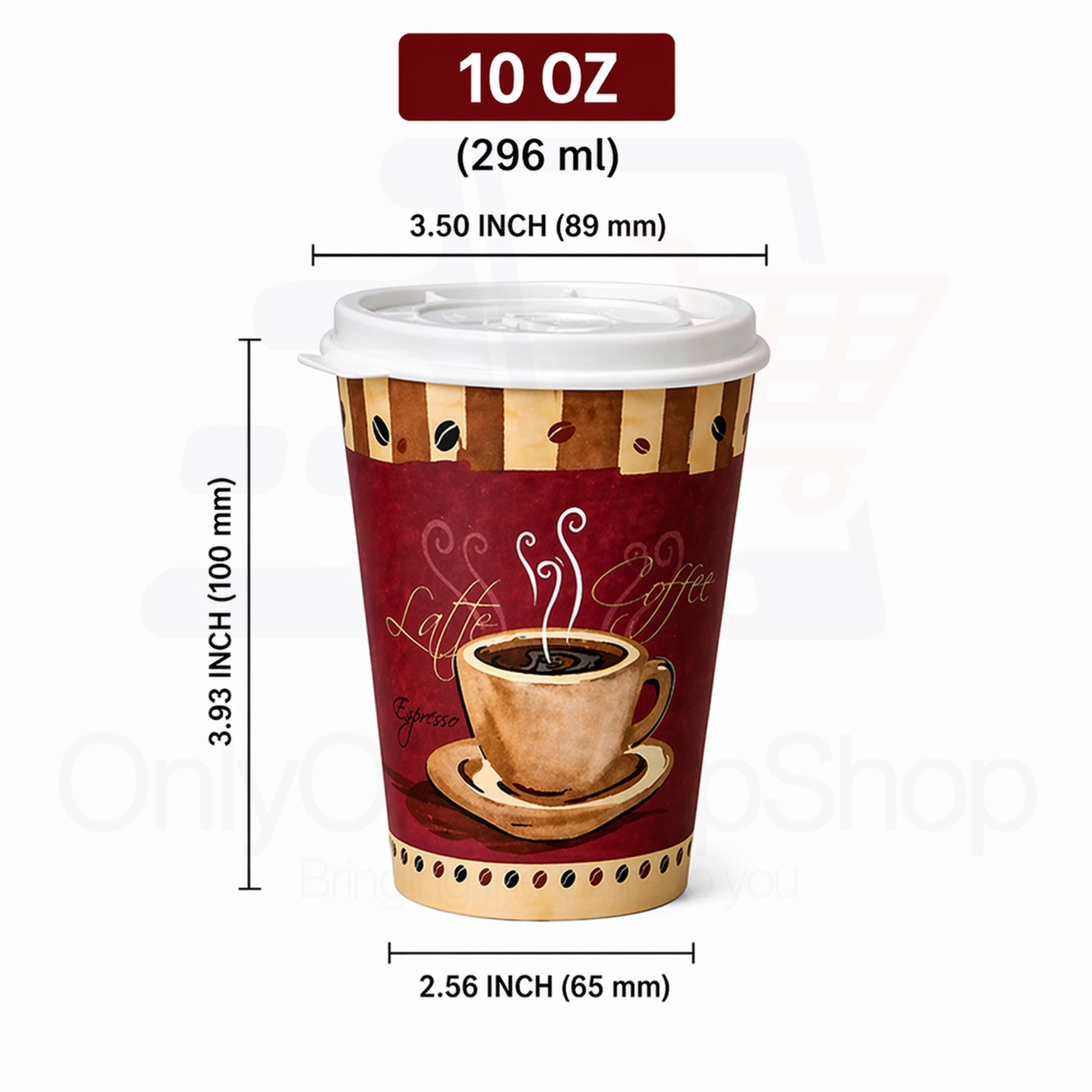 *Buy Bulk* 10oz Disposable Heaven Poly Paper Cups with white Lid