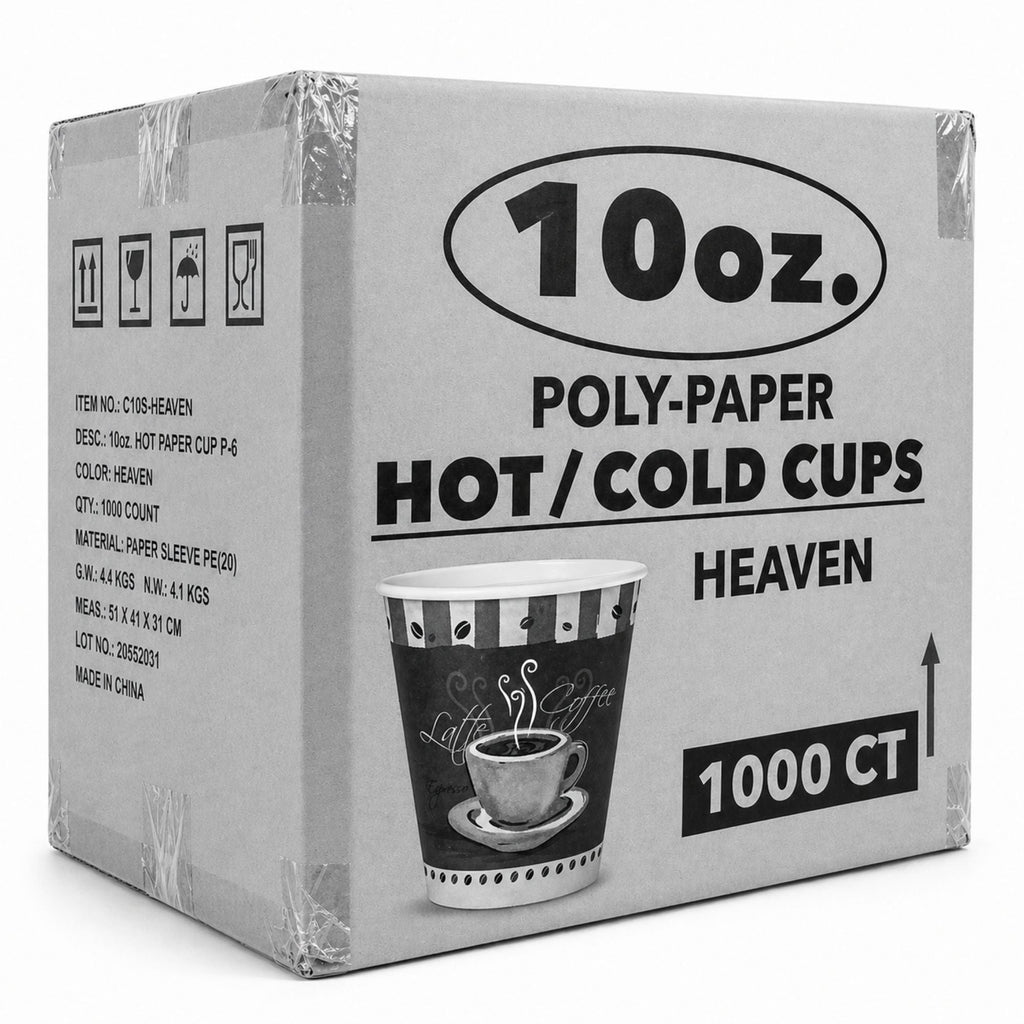 *WHOLESALE* 10 oz Heaven White Poly Paper Cups Hot and Cold Disposable Leak Resistant 1000/Case