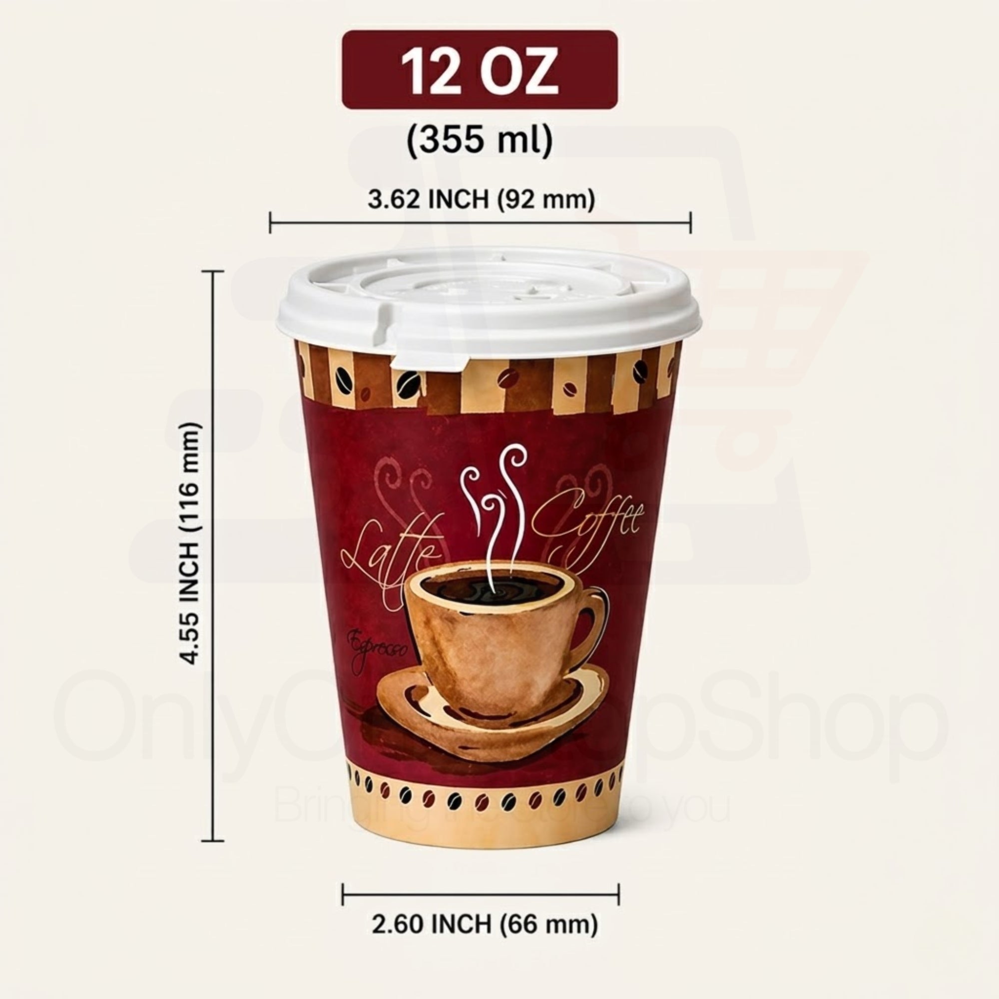 *Buy Bulk* 12oz Disposable Heaven Poly Paper Cups with White Lid