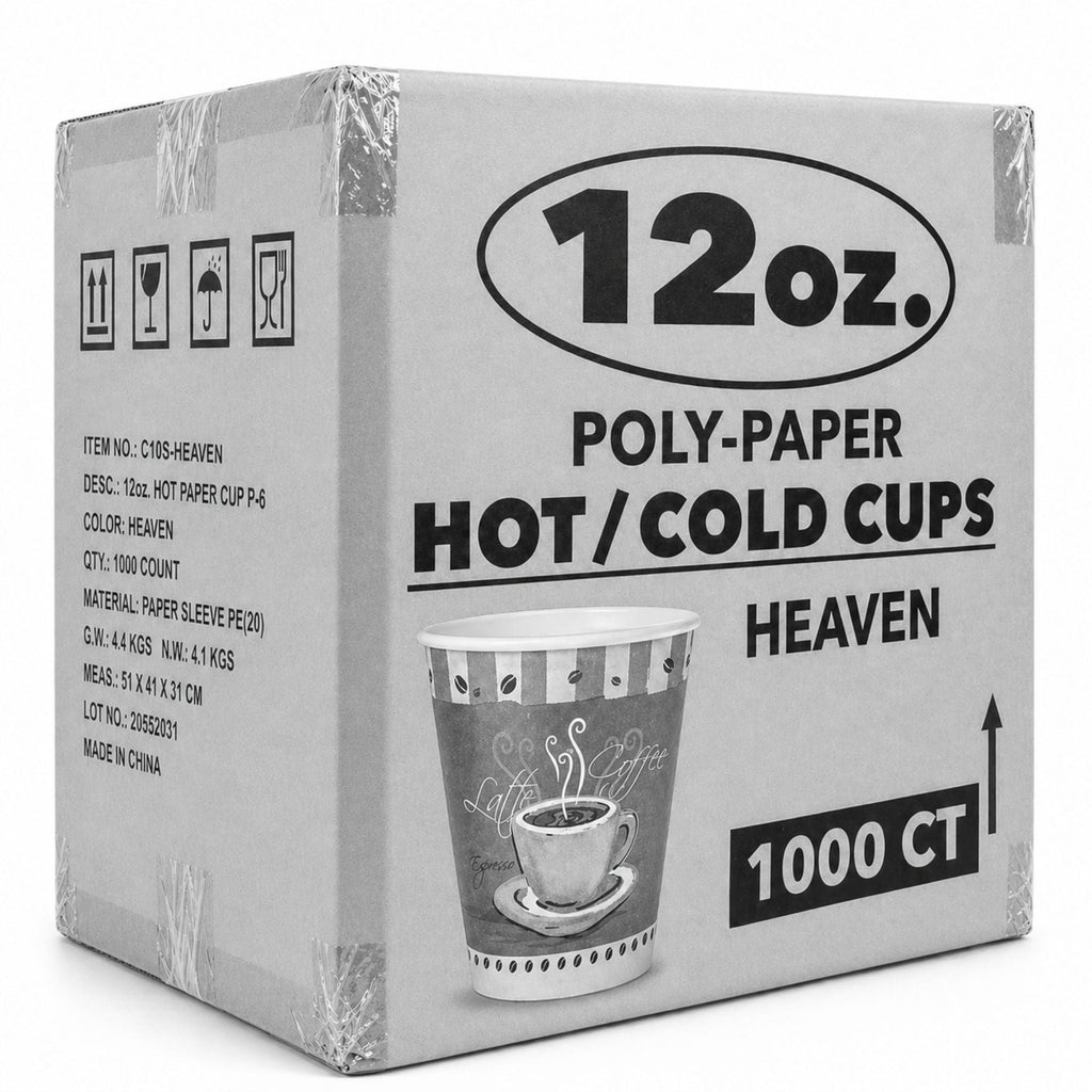 *WHOLESALE*12 oz Heaven White Poly Paper Cups Hot 1000/Case
