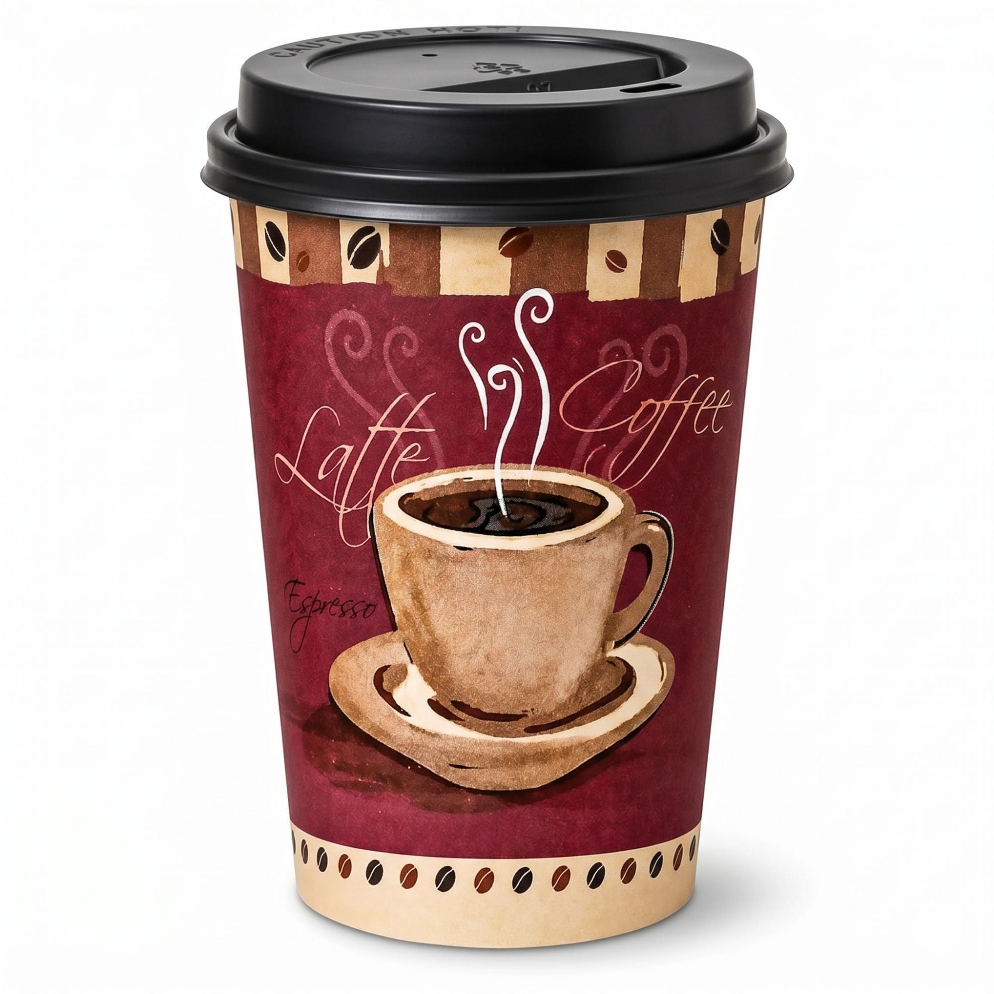 *Buy Bulk* 16oz Disposable Heaven Poly Paper Cups with Black Dome Lids Hot & Cold Paper Cups VeZee Pack of 100