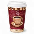 *Buy Bulk* 16oz Disposable Heaven Poly Paper Cups with White Dome Lids Hot & Cold Paper Cups VeZee Pack of 100