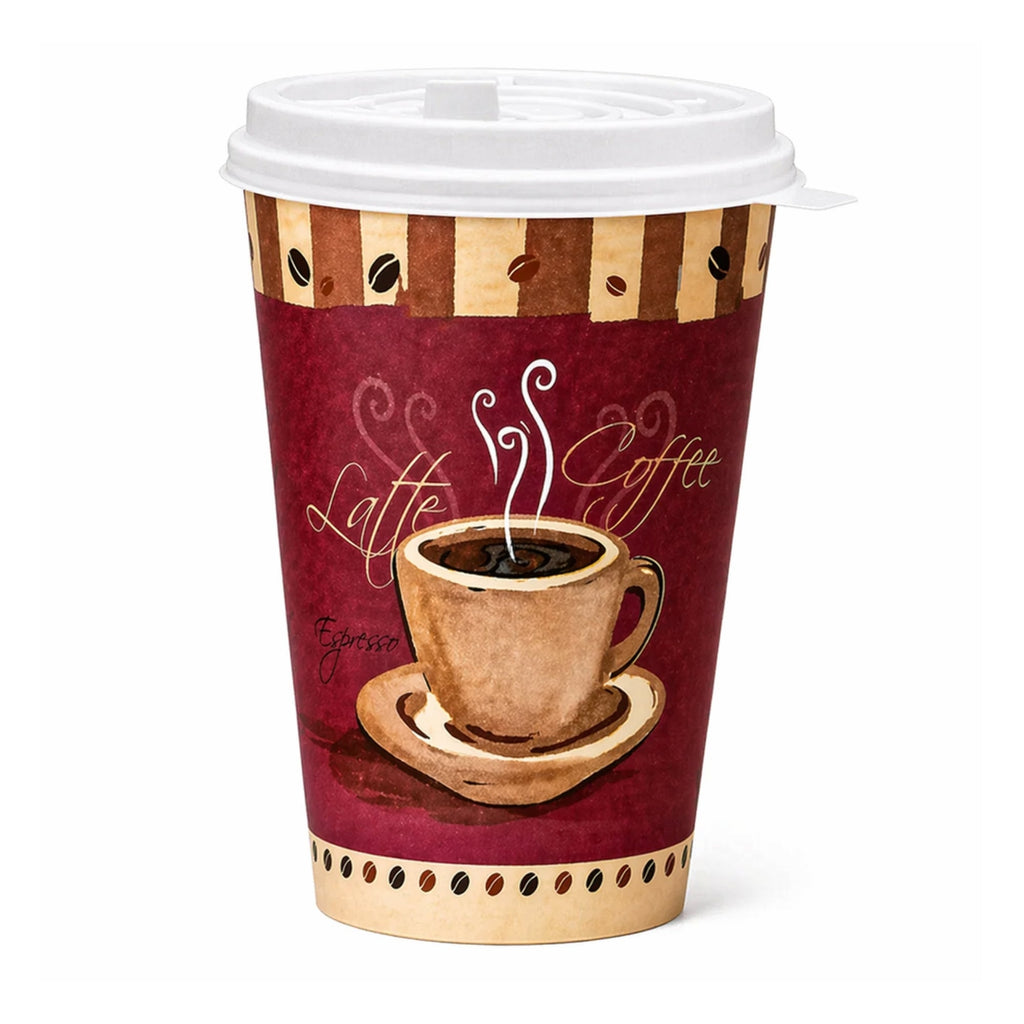 *Buy Bulk* 16oz Disposable Heaven Poly Paper Cups with White Lids Hot & Cold Paper Cups VeZee Pack of 100