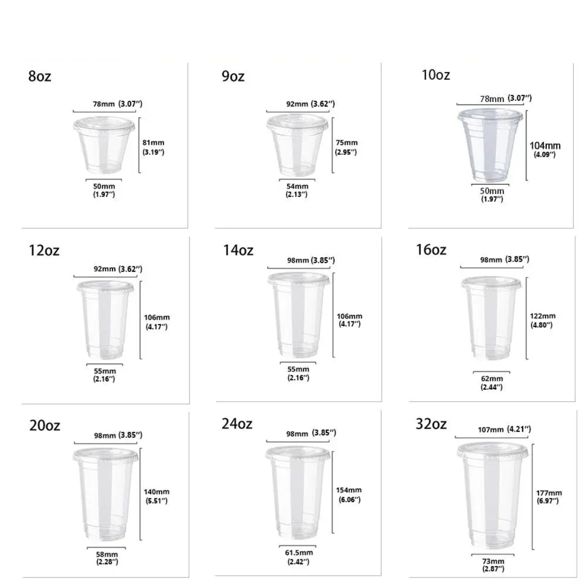 20oz Plastic Clear PET Cups With Flat Lid & Straw, for All Kinds of Beverages