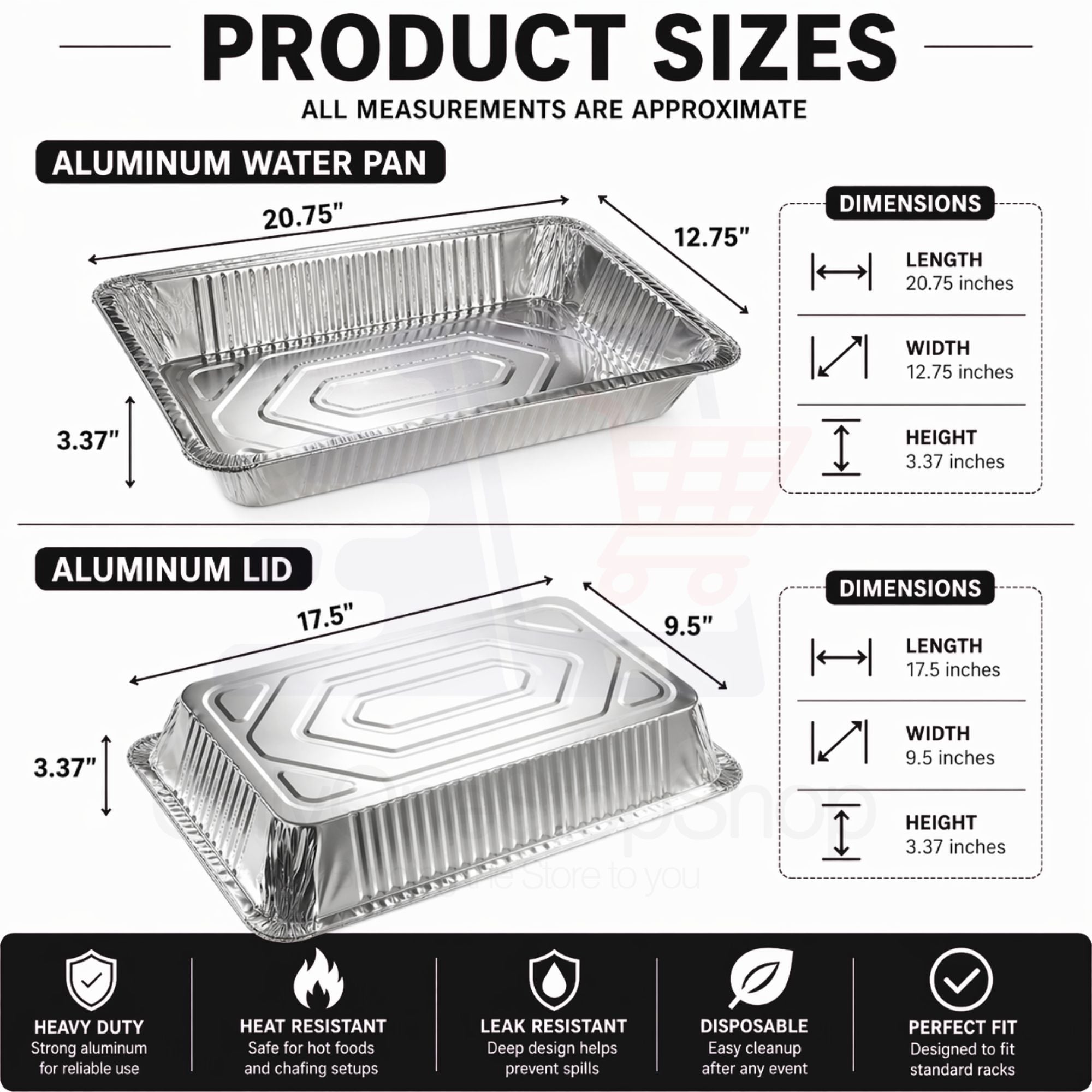 10 Piece Disposable Chafing Dish Buffet Serving Set with Fuel & Lighter