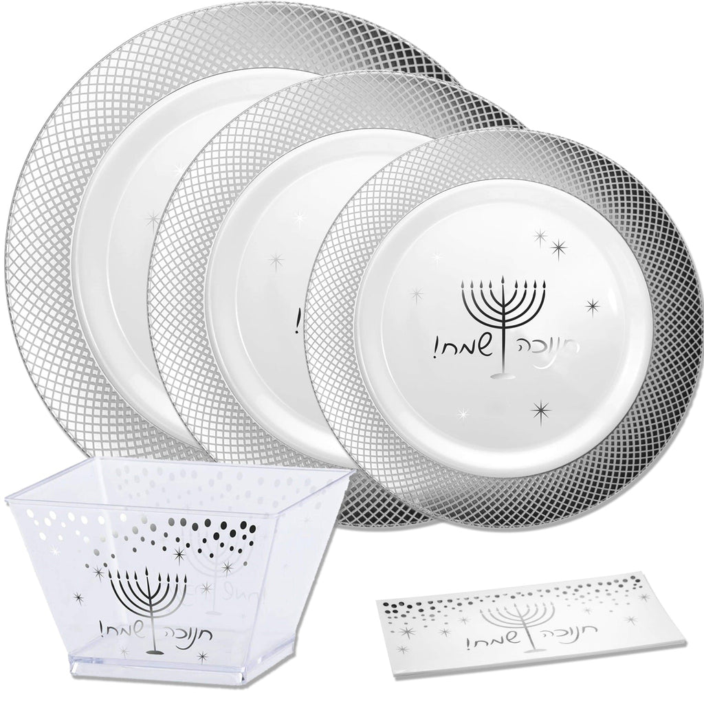 13" X 6.25" Plastic Rectangle Tray Chanukah Heavyweight 3 Pack